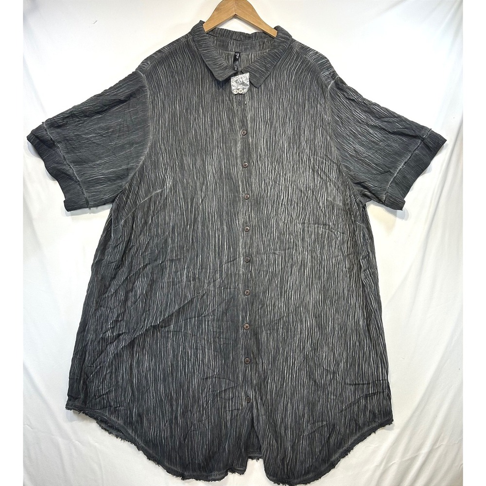 Torrid Sleep Grunge Button Down Shirt Size 3 Pajamas Dark Academia Grey Comfort